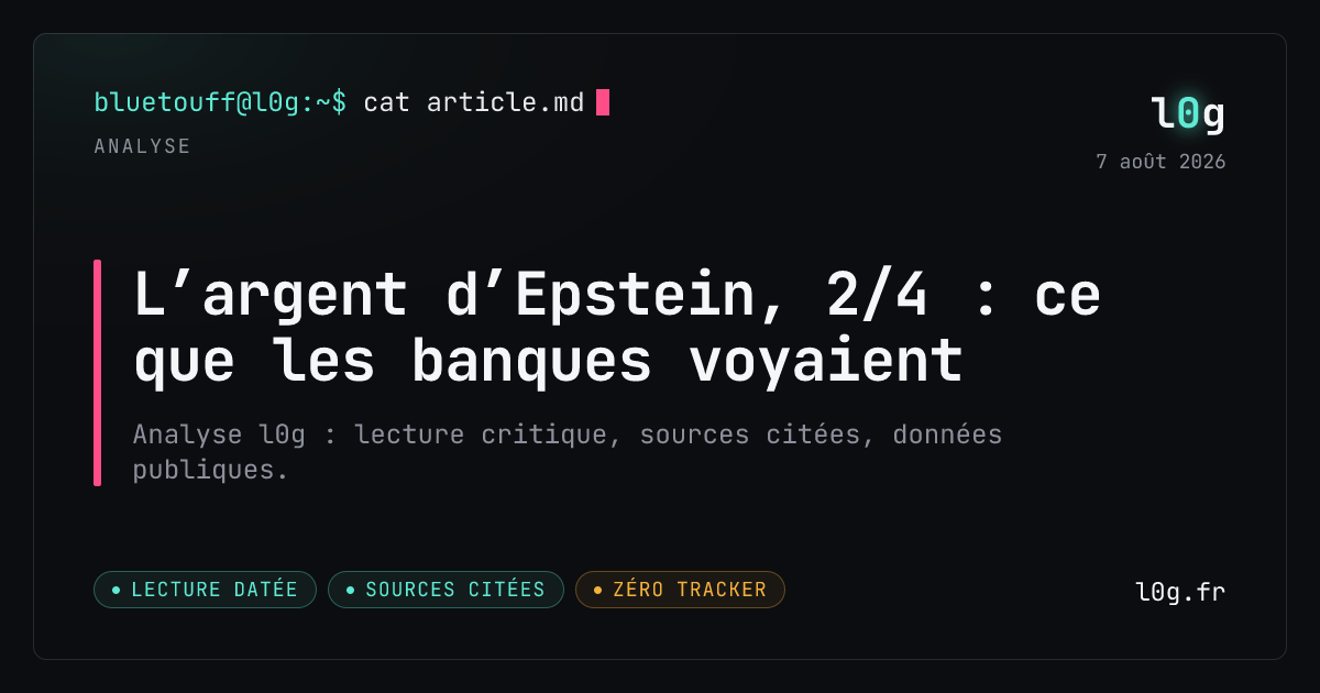 Illustration de l’analyse : L’argent d’Epstein, 2/4 : ce que les banques voyaient
