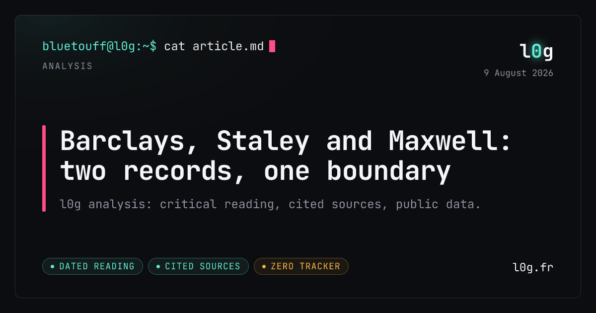 Illustration for the analysis: Barclays, Staley and Maxwell: two records, one boundary