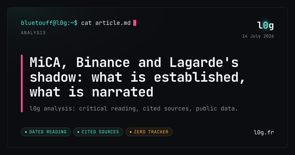 Illustration for the analysis: MiCA, Binance and Lagarde's shadow: what is established, what is narrated