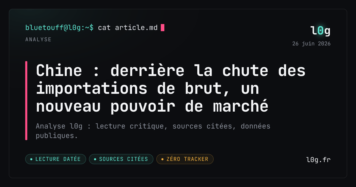 Illustration de l’analyse : Chine : derrière la chute des importations de brut, un nouveau pouvoir de marché