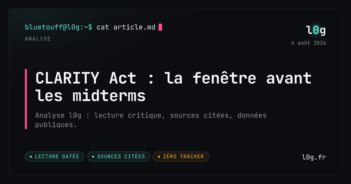 Illustration de l’analyse : CLARITY Act : la fenêtre avant les midterms