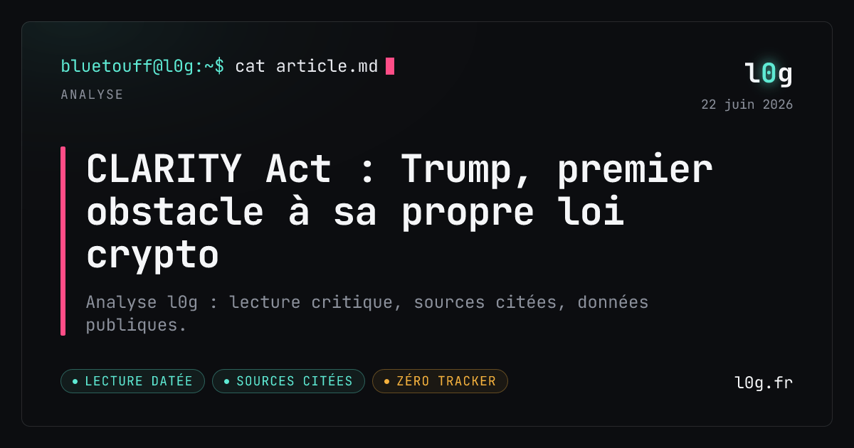 Illustration de l’analyse : CLARITY Act : Trump, premier obstacle à sa propre loi crypto