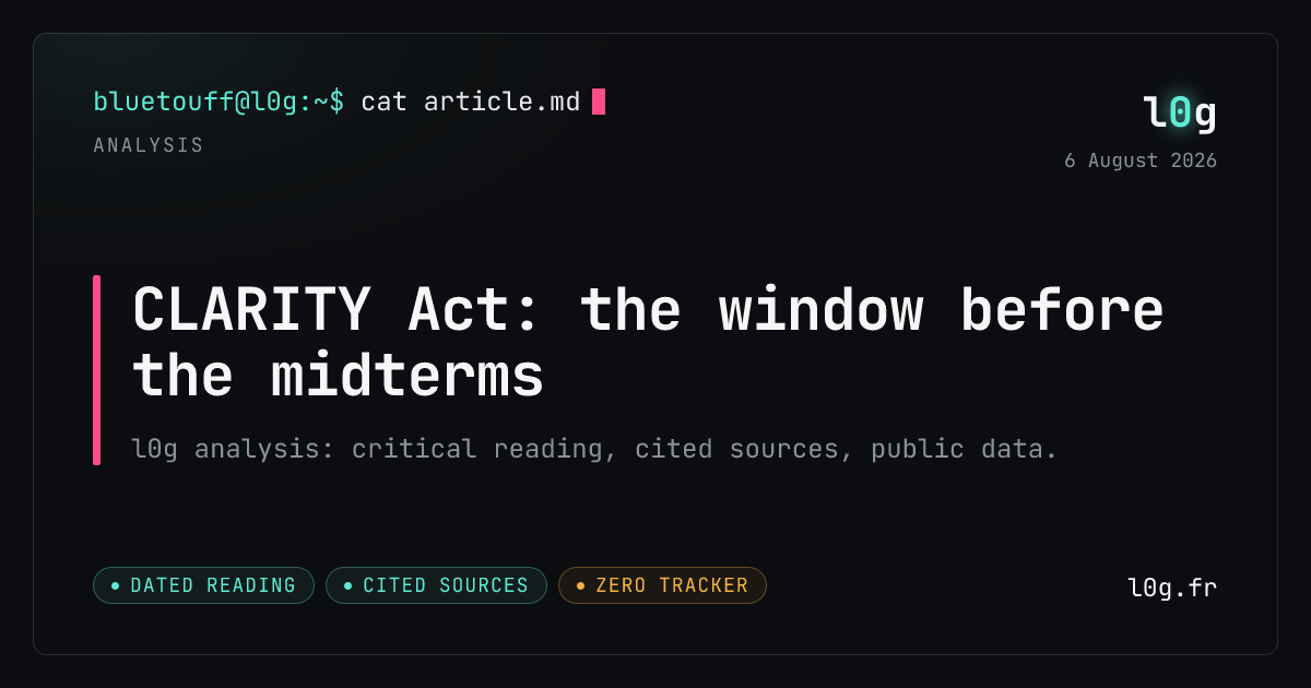 Illustration for the analysis: CLARITY Act: the window before the midterms