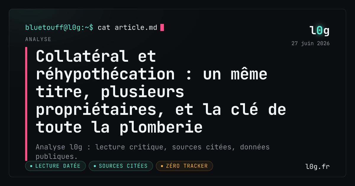 Illustration de l’analyse : Collatéral et réhypothécation : un même titre, plusieurs propriétaires, et la clé de toute la plomberie