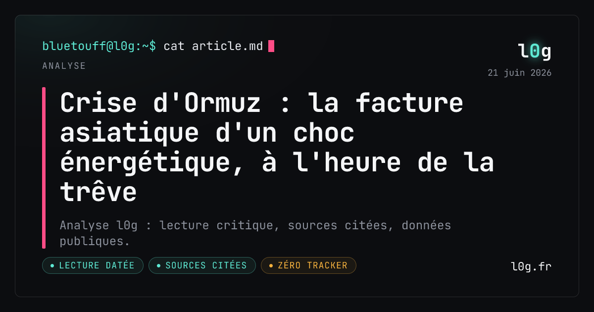 Illustration de l’analyse : Crise d'Ormuz : la facture asiatique d'un choc énergétique, à l'heure de la trêve