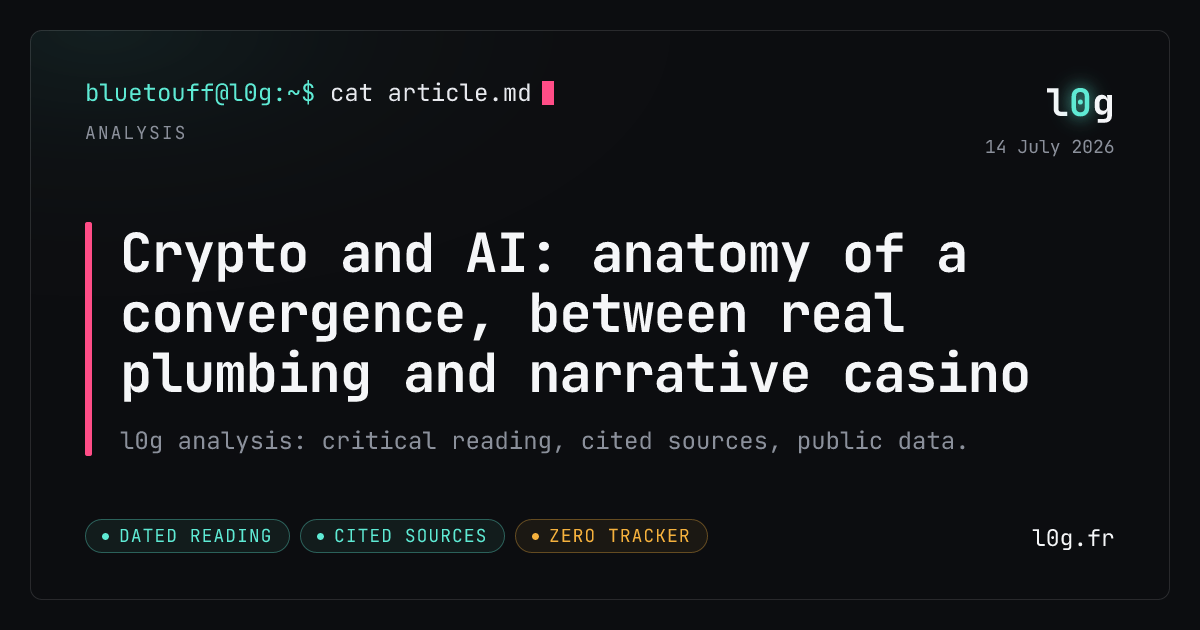 Illustration for the analysis: Crypto and AI: anatomy of a convergence, between real plumbing and narrative casino