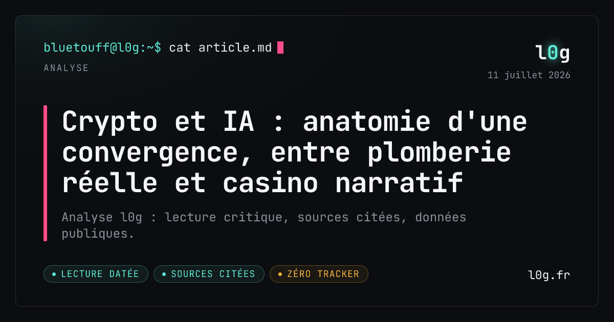 Illustration de l’analyse : Crypto et IA : anatomie d'une convergence, entre plomberie réelle et casino narratif
