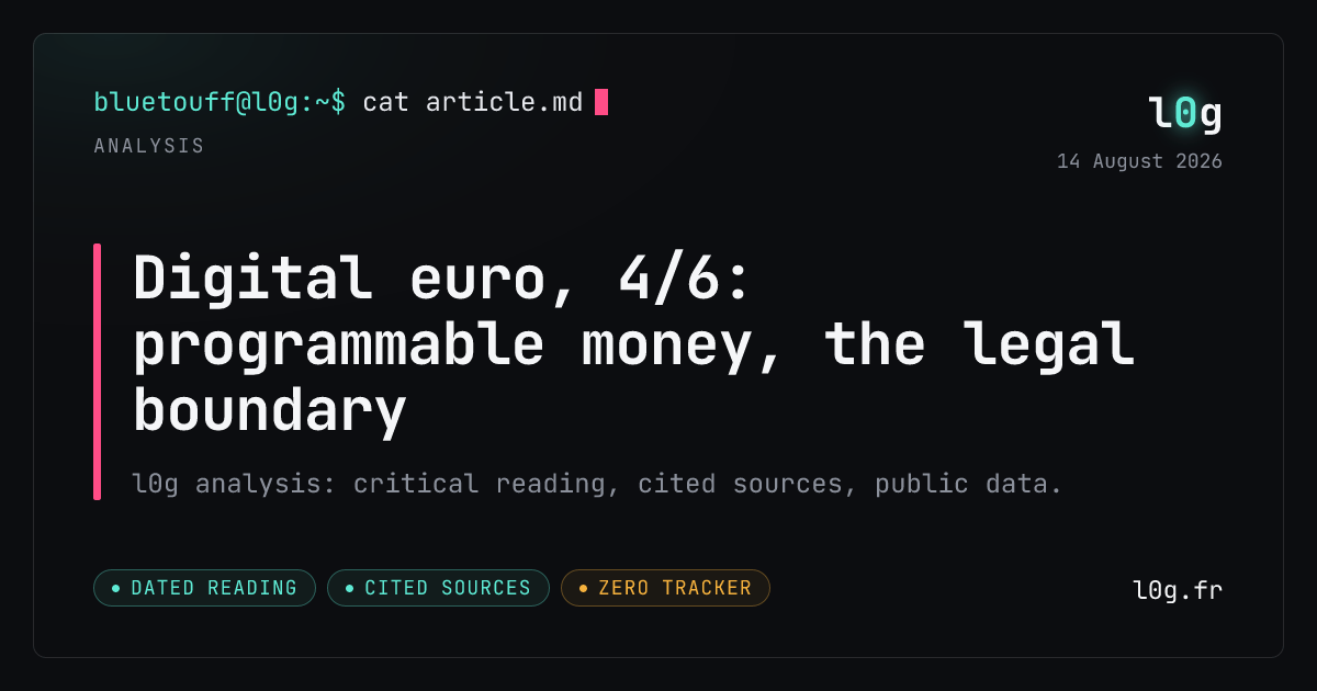 Illustration for the analysis: Digital euro, 4/6: programmable money, the legal boundary
