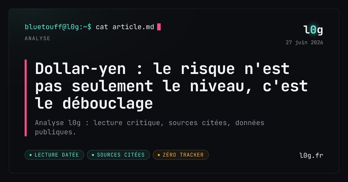 Illustration de l’analyse : Dollar-yen : le risque n'est pas seulement le niveau, c'est le débouclage