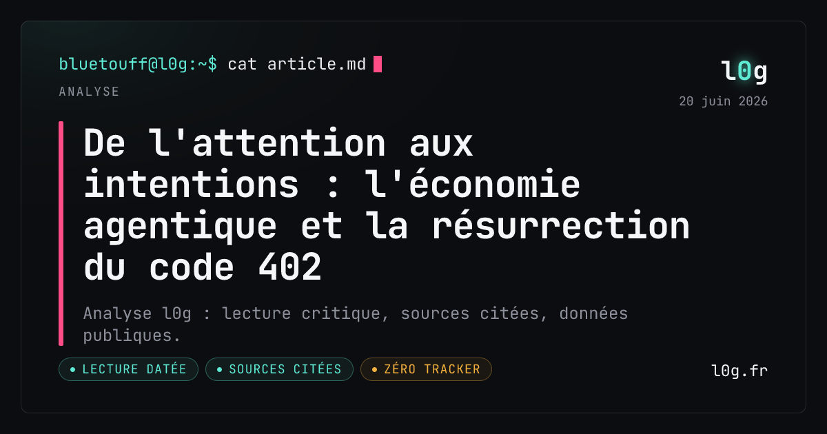 Illustration de l’analyse : De l'attention aux intentions : l'économie agentique et la résurrection du code 402