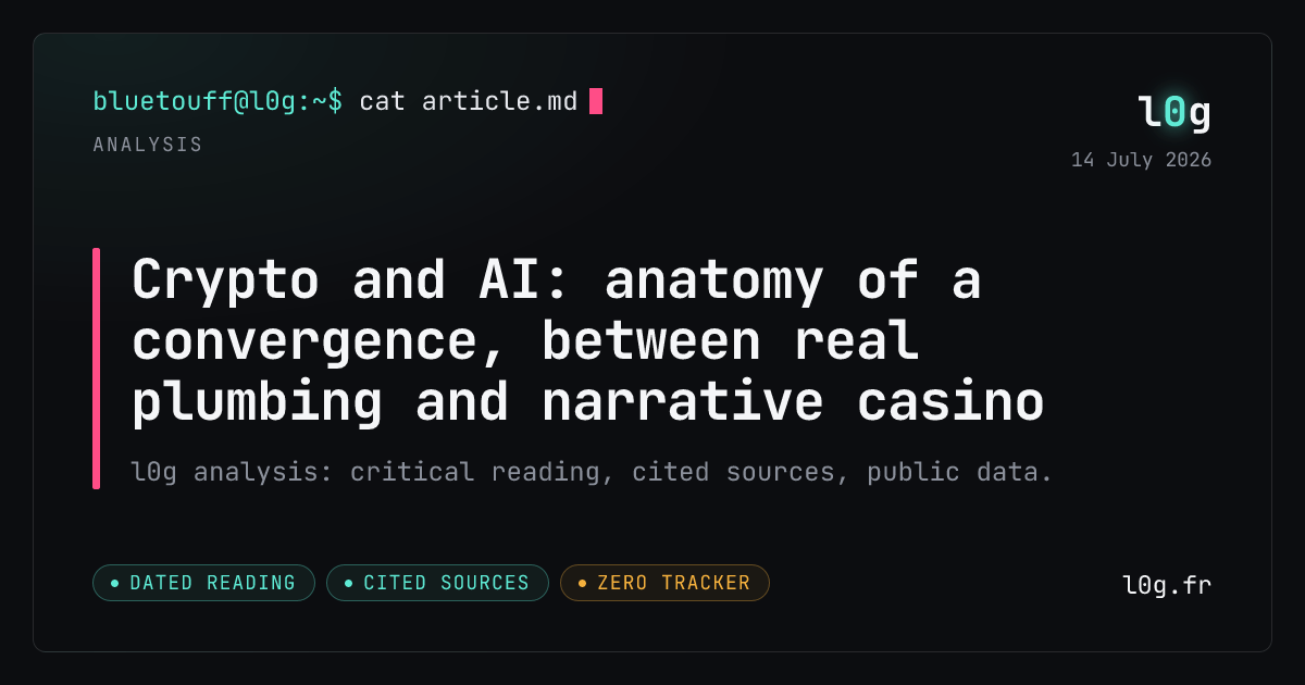Illustration for the analysis: Crypto and AI: anatomy of a convergence, between real plumbing and narrative casino