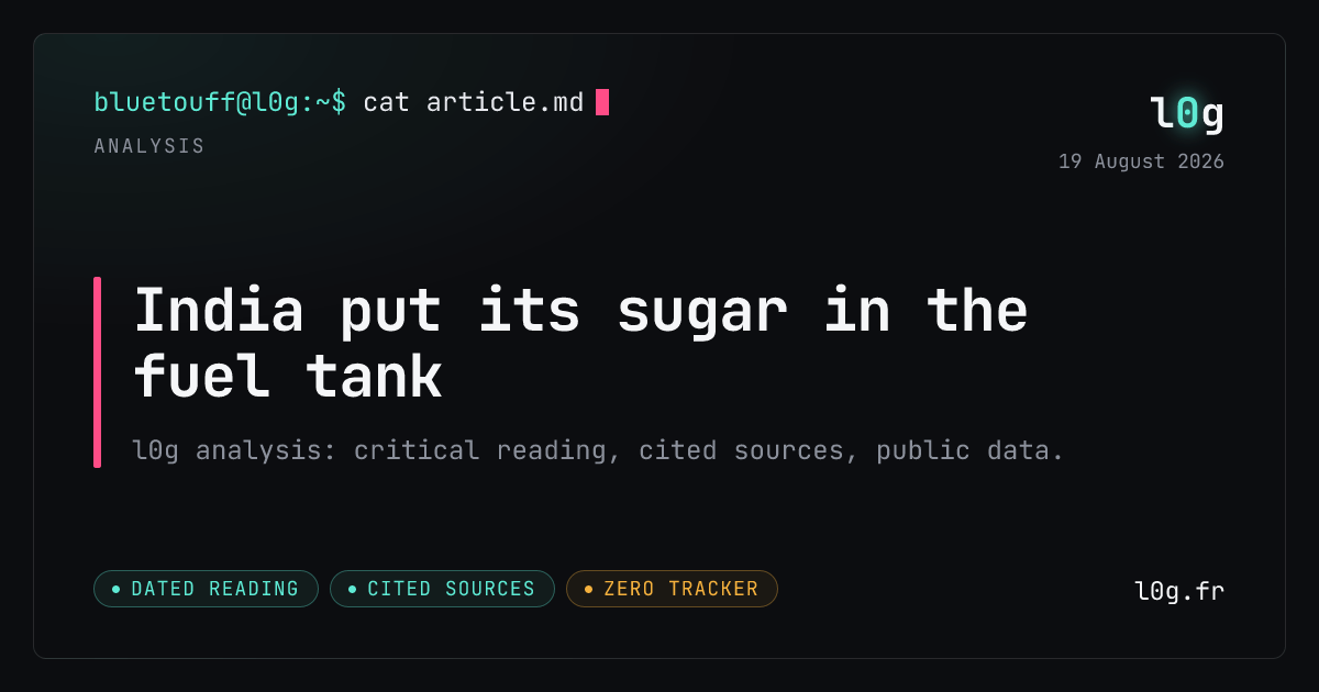 Illustration for the analysis: India put its sugar in the fuel tank