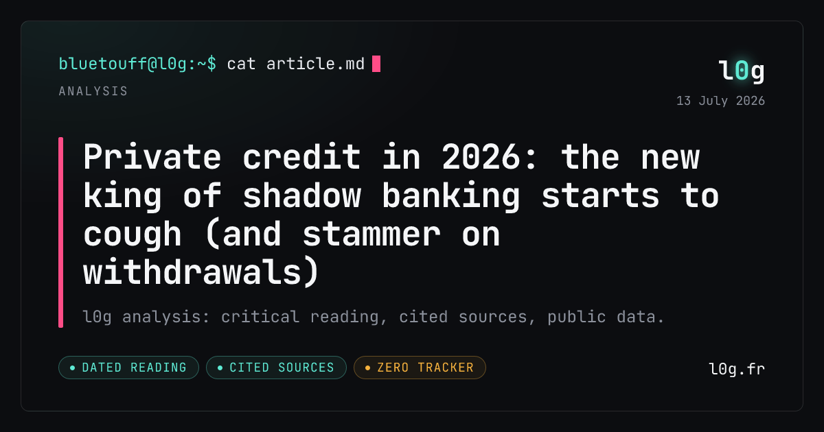 Illustration for the analysis: Private credit in 2026: the new king of shadow banking starts to cough (and stammer on withdrawals)