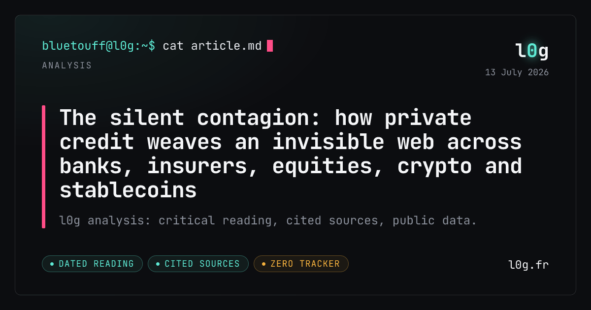 Illustration for the analysis: The silent contagion: how private credit weaves an invisible web across banks, insurers, equities, crypto and stablecoins