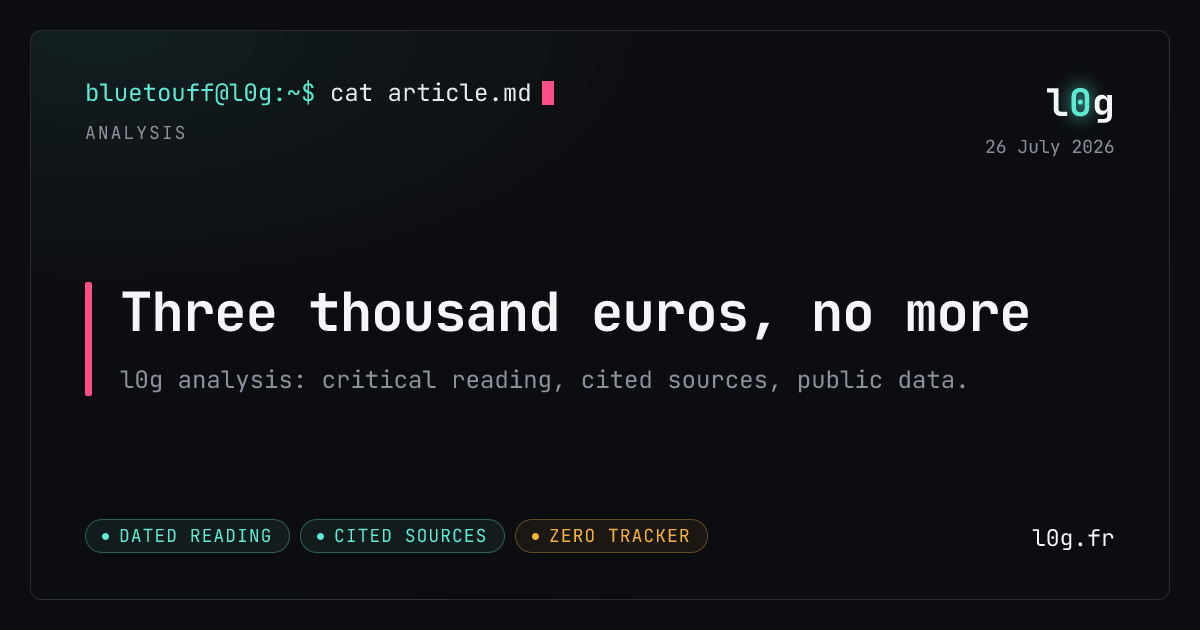 Illustration for the analysis: Three thousand euros, no more