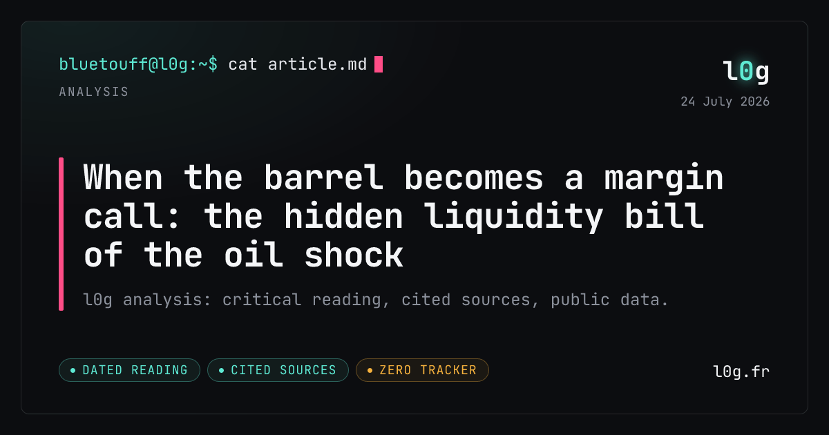 Illustration for the analysis: When the barrel becomes a margin call: the hidden liquidity bill of the oil shock