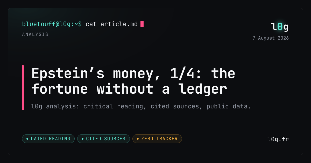 Illustration for the analysis: Epstein’s money, 1/4: the fortune without a ledger