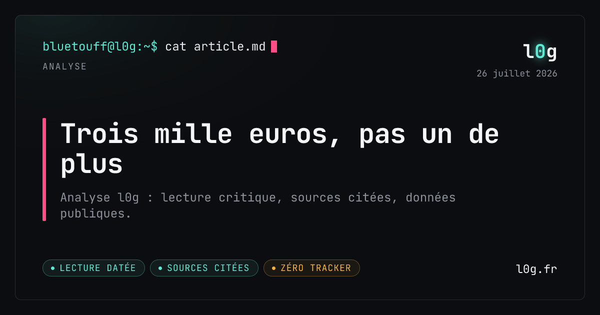 Illustration de l’analyse : Trois mille euros, pas un de plus