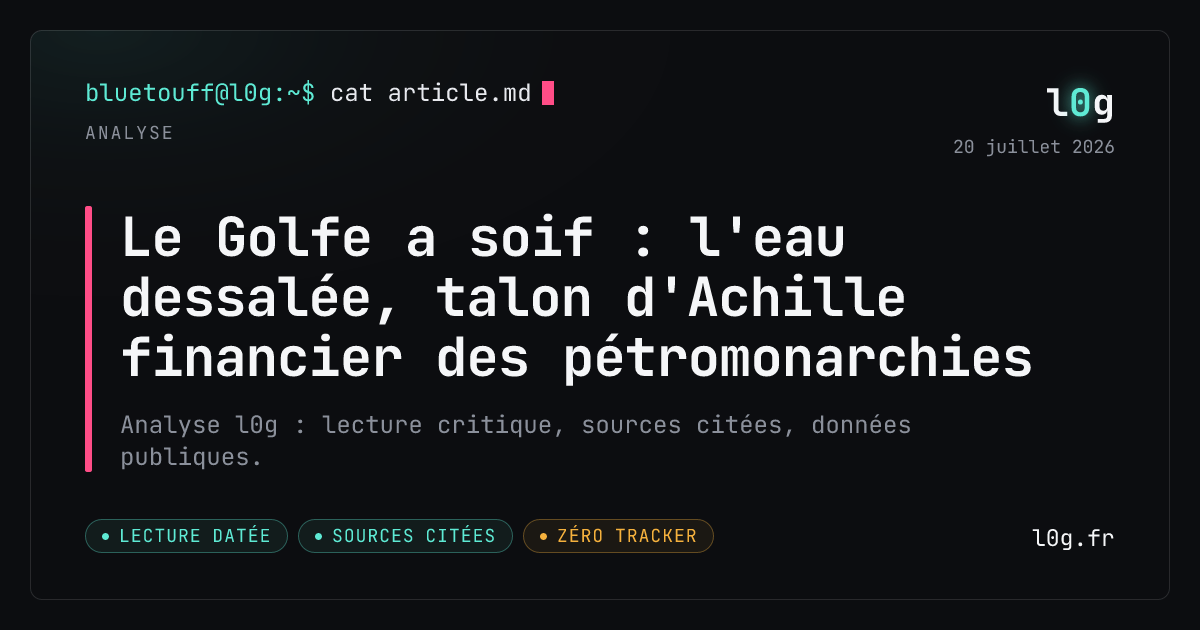 Illustration de l’analyse : Le Golfe a soif : l'eau dessalée, talon d'Achille financier des pétromonarchies