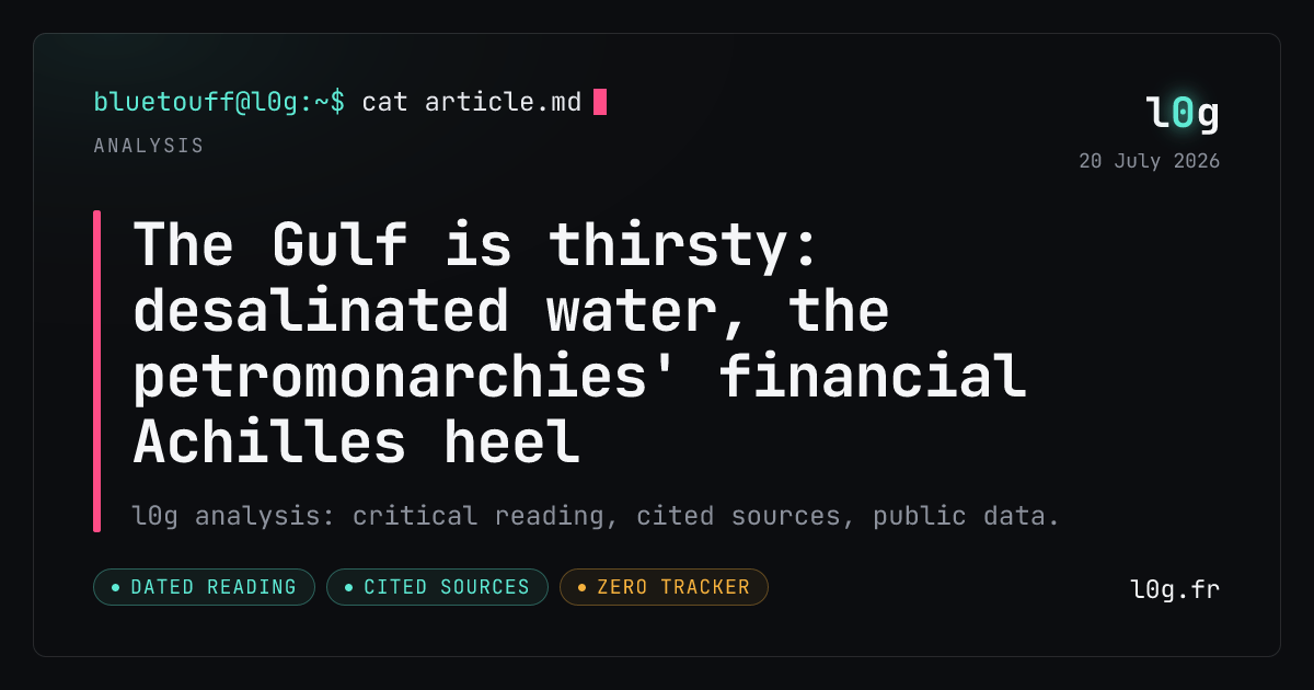 Illustration for the analysis: The Gulf is thirsty: desalinated water, the petromonarchies' financial Achilles heel