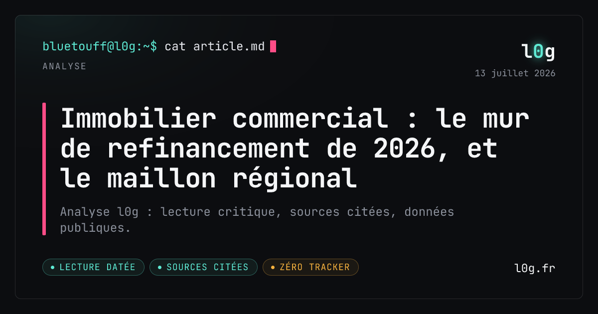 Illustration de l’analyse : Immobilier commercial : le mur de refinancement de 2026, et le maillon régional