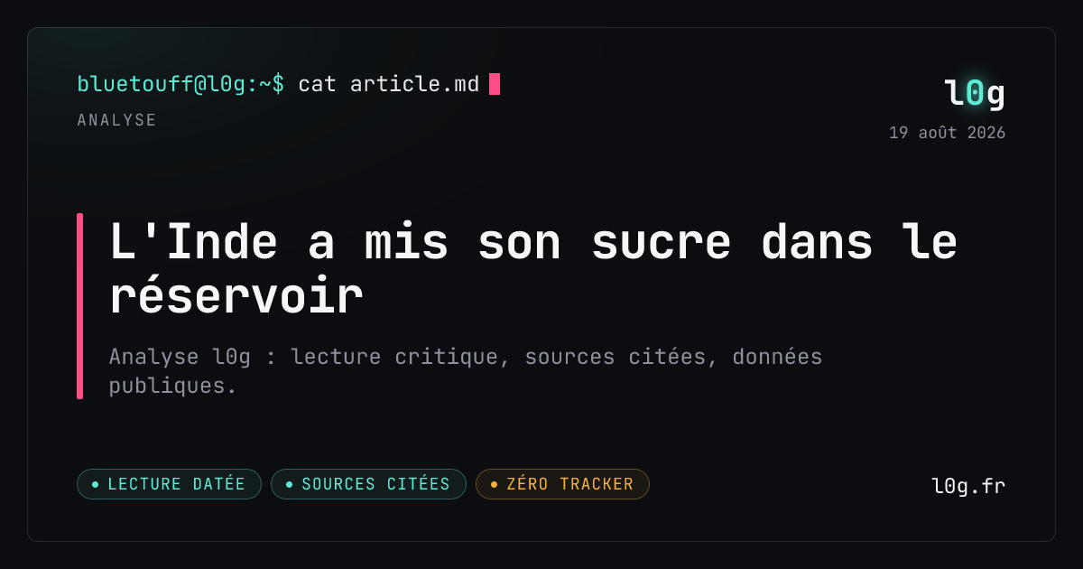 Illustration de l’analyse : L'Inde a mis son sucre dans le réservoir