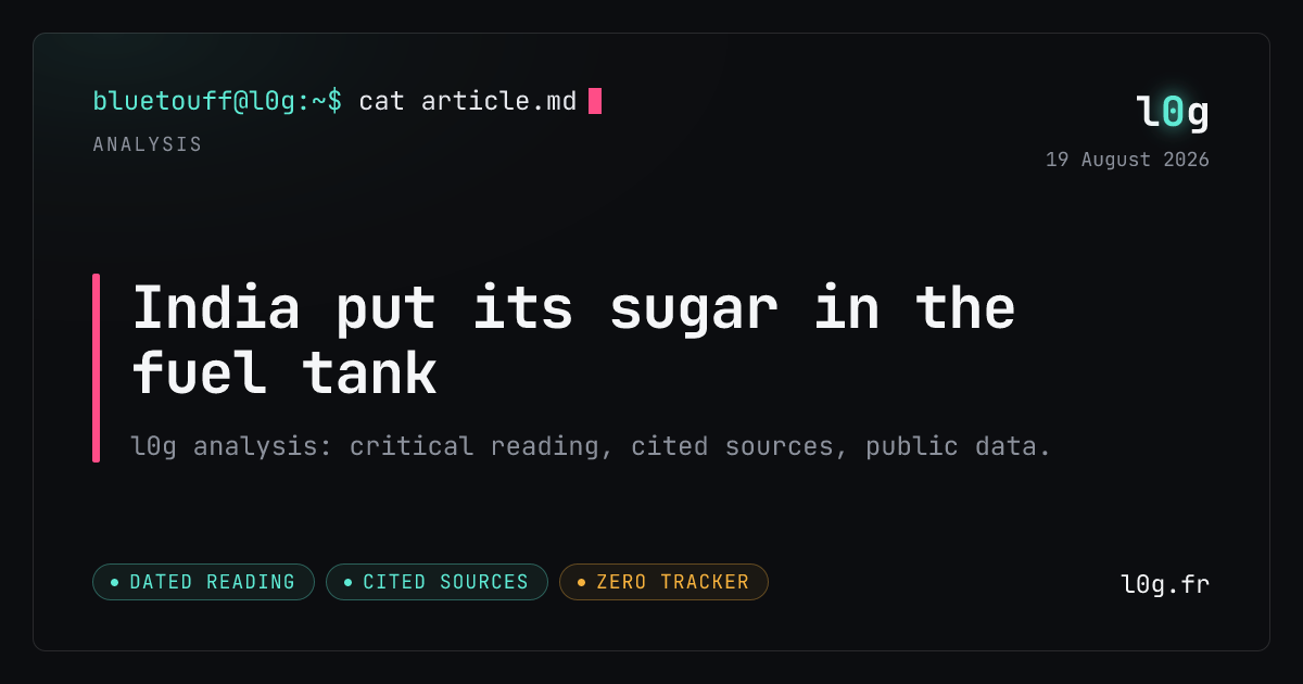 Illustration for the analysis: India put its sugar in the fuel tank
