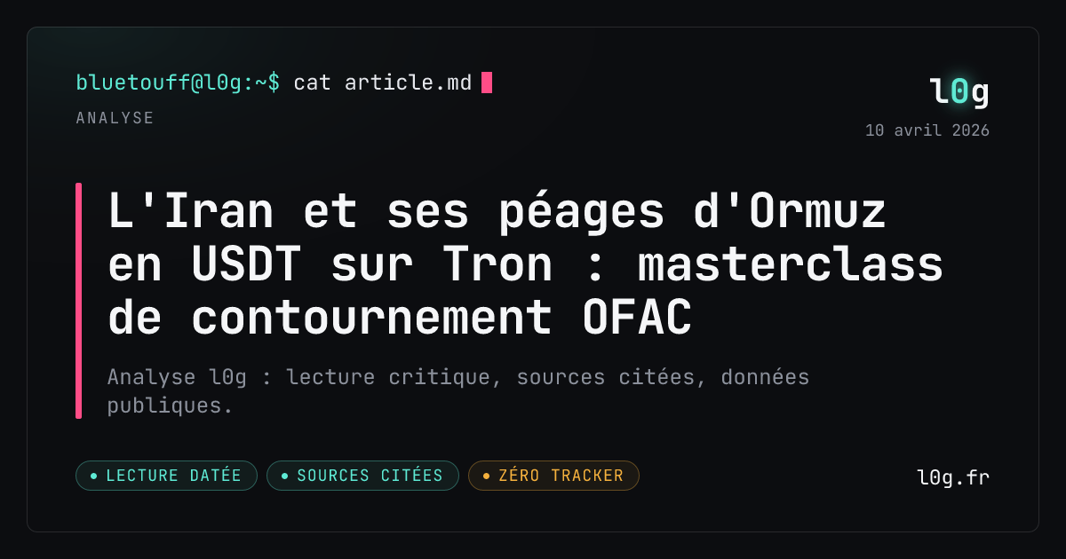 Illustration de l’analyse : L'Iran et ses péages d'Ormuz en USDT sur Tron : masterclass de contournement OFAC