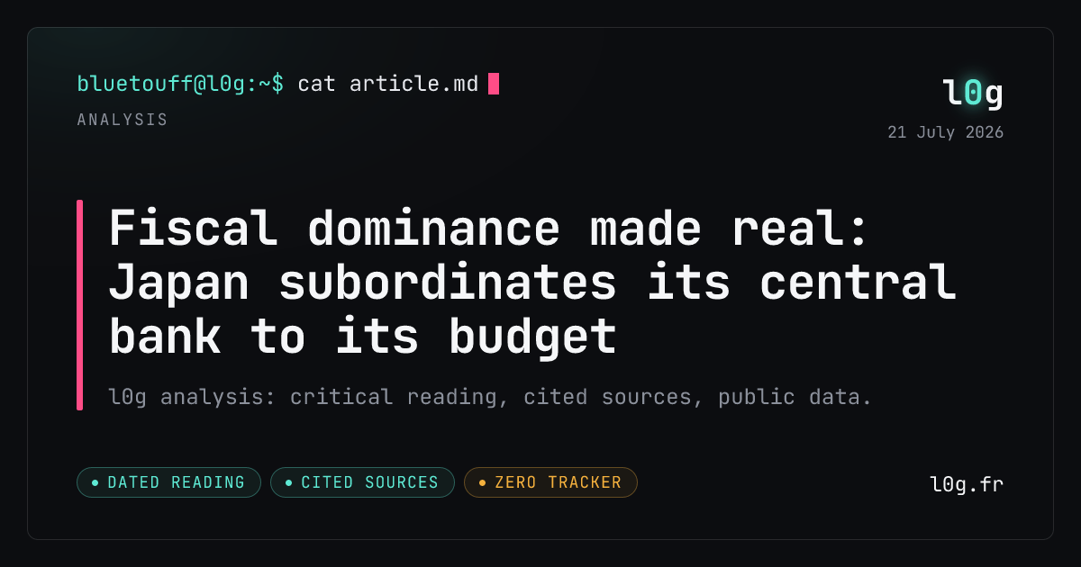 Illustration for the analysis: Fiscal dominance made real: Japan subordinates its central bank to its budget