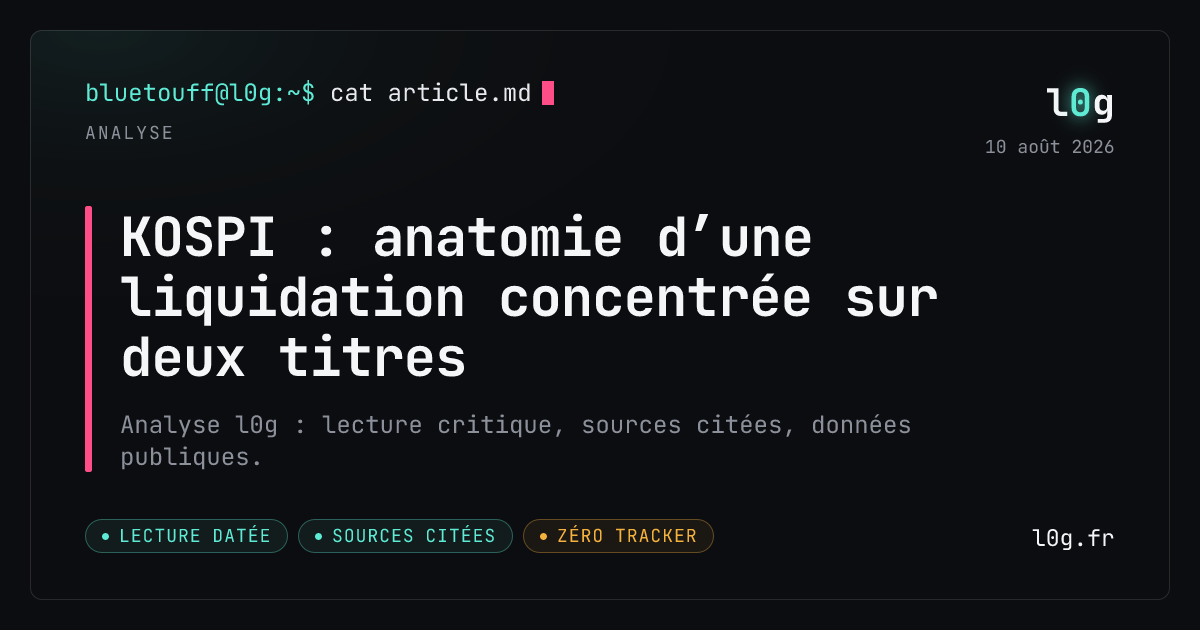Illustration de l’analyse : KOSPI : anatomie d’une liquidation concentrée sur deux titres
