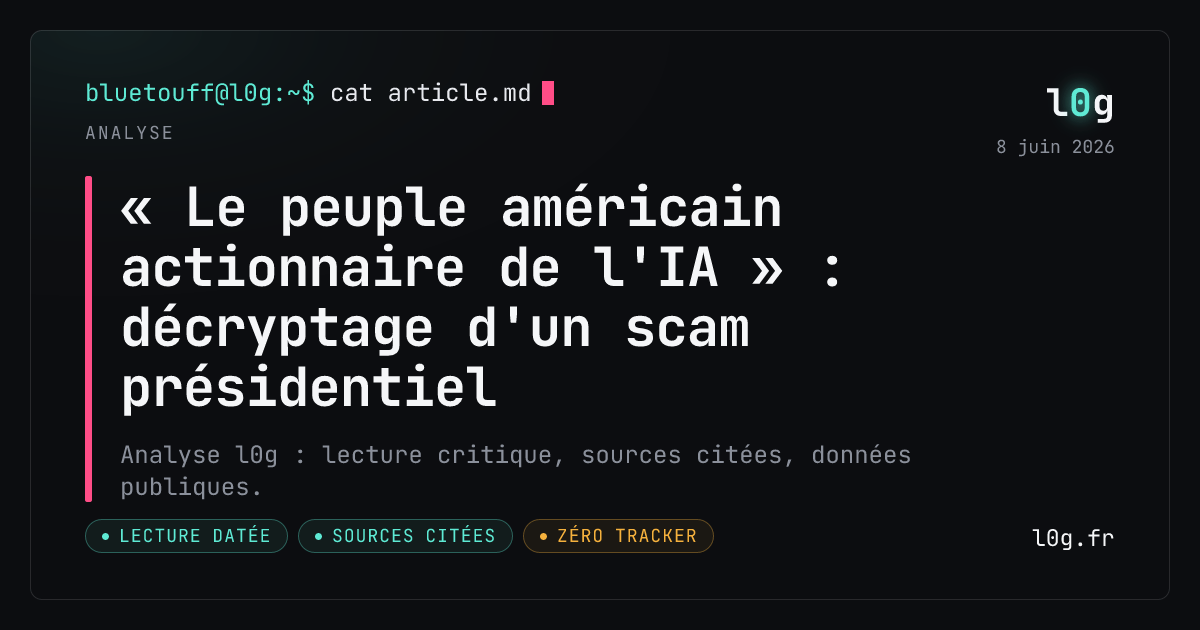 Illustration de l’analyse : « Le peuple américain actionnaire de l'IA » : décryptage d'un scam présidentiel