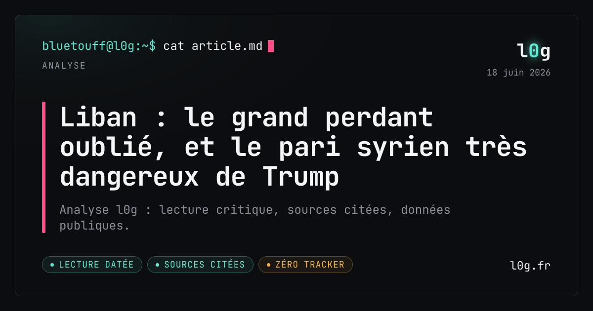 Illustration de l’analyse : Liban : le grand perdant oublié, et le pari syrien très dangereux de Trump