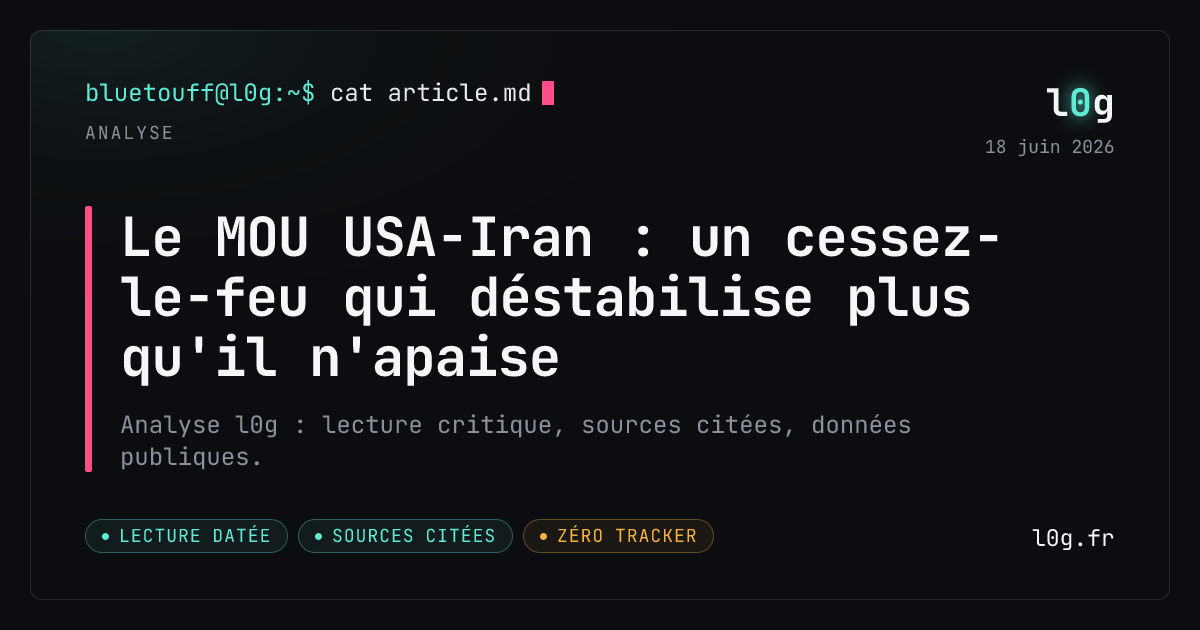 Illustration de l’analyse : Le MOU USA-Iran : un cessez-le-feu qui déstabilise plus qu'il n'apaise