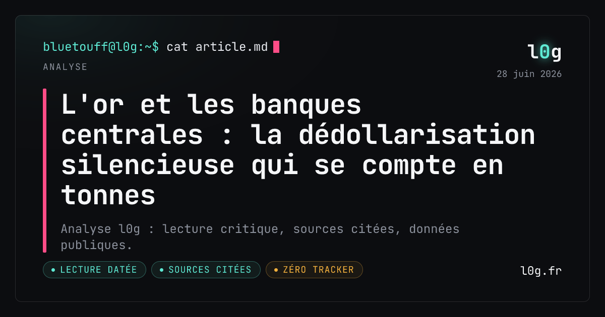 Illustration de l’analyse : L'or et les banques centrales : la dédollarisation silencieuse qui se compte en tonnes