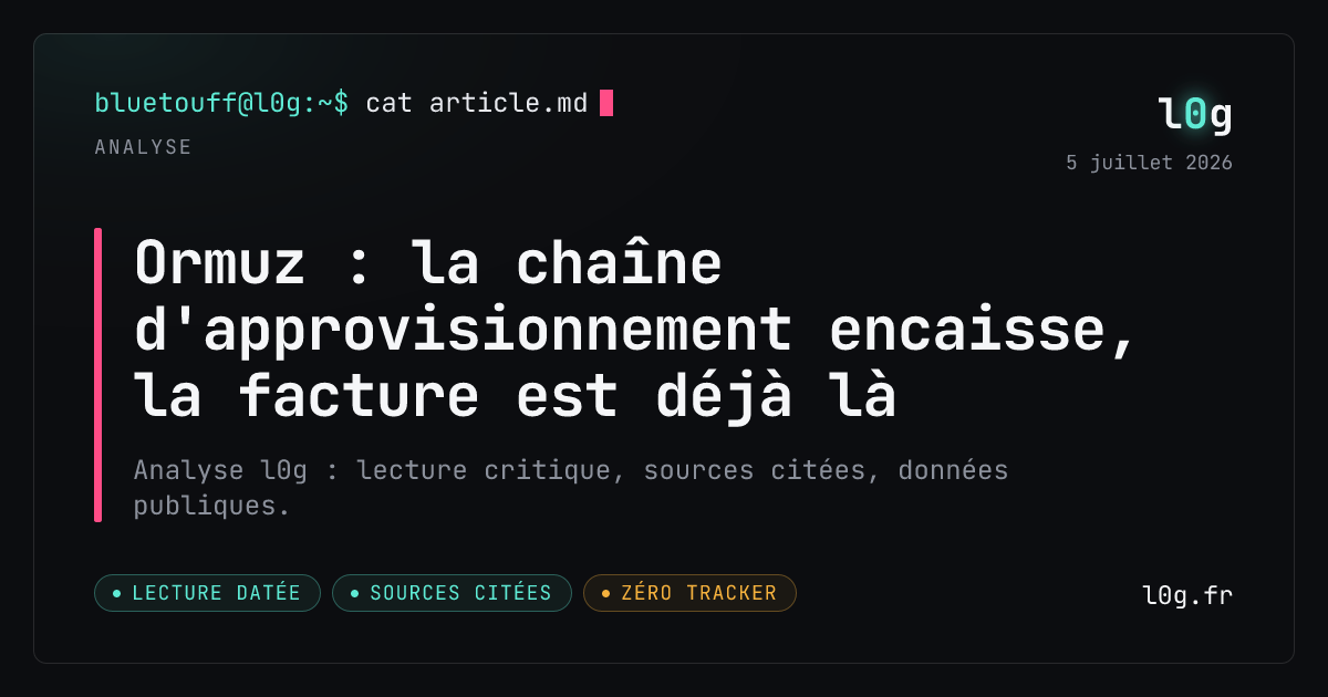 Illustration de l’analyse : Ormuz : la chaîne d'approvisionnement encaisse, la facture est déjà là