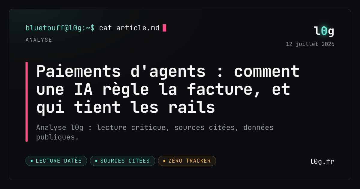 Illustration de l’analyse : Paiements d'agents : comment une IA règle la facture, et qui tient les rails