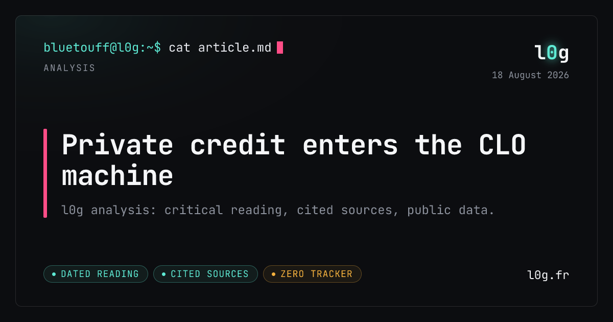 Illustration for the analysis: Private credit enters the CLO machine