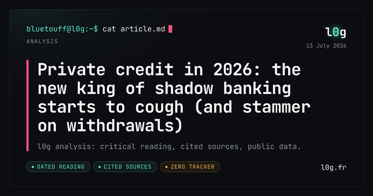 Illustration for the analysis: Private credit in 2026: the new king of shadow banking starts to cough (and stammer on withdrawals)
