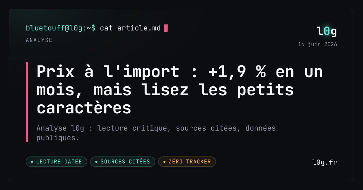 Illustration de l’analyse : Prix à l'import : +1,9 % en un mois, mais lisez les petits caractères