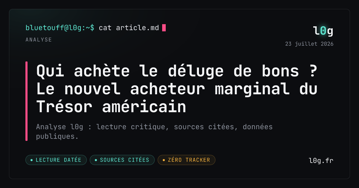Illustration de l’analyse : Qui achète le déluge de bons ? Le nouvel acheteur marginal du Trésor américain