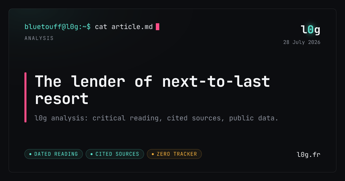 Illustration for the analysis: The lender of next-to-last resort