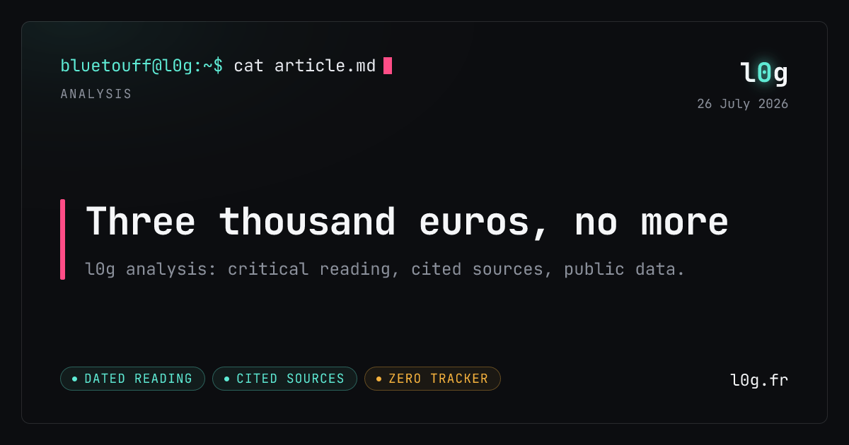 Illustration for the analysis: Three thousand euros, no more
