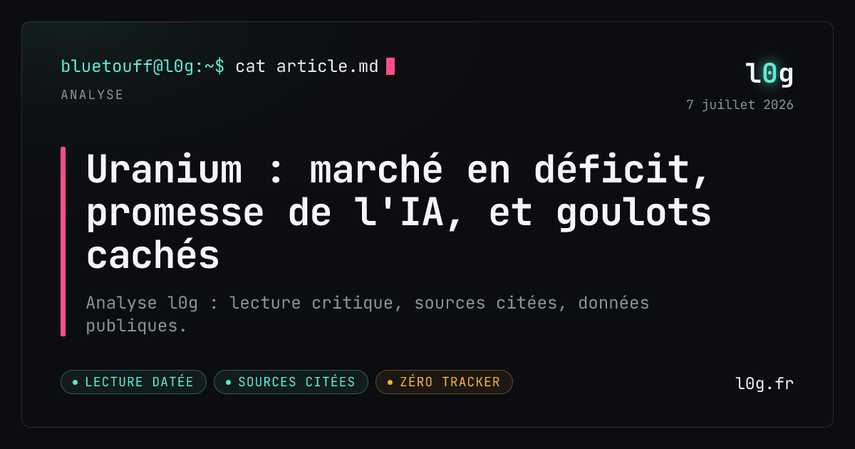 Illustration de l’analyse : Uranium : marché en déficit, promesse de l'IA, et goulots cachés