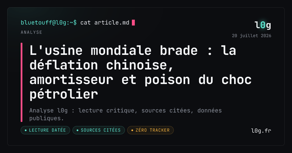 Illustration de l’analyse : L'usine mondiale brade : la déflation chinoise, amortisseur et poison du choc pétrolier