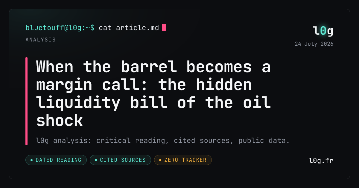 Illustration for the analysis: When the barrel becomes a margin call: the hidden liquidity bill of the oil shock